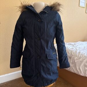 Abercrombie & Fitch Navy Parka with Faux Fur Hood